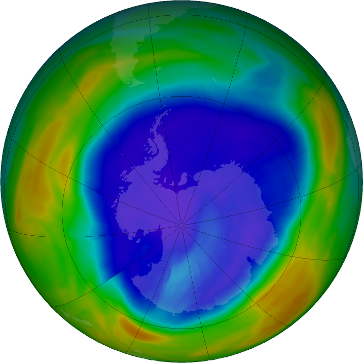 Antarctic ozone map for 10 September 2023
